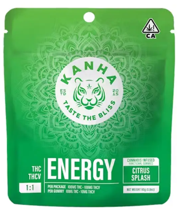 KANHA: Energy Citrus Splash 1:1 (THCv:THC) Gummies 100mg/10-Piece (S)