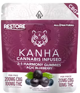 KANHA: Harmony 2:1 (CBG:THC) Acai Blueberry Gummies 100mg/10-Piece (I)