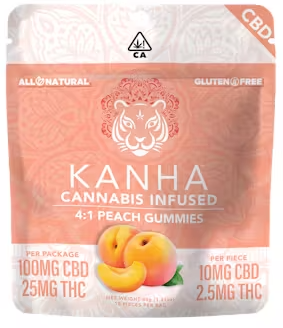 KANHA: Peach 4:1 (CBD/THC) Gummies 125mg/10-Piece (H)
