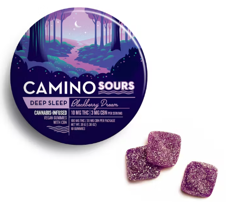KIVA: Camino Sours Blackberry Dream "Deep Sleep" CBN Gummies 10-Piece/100mg (I)