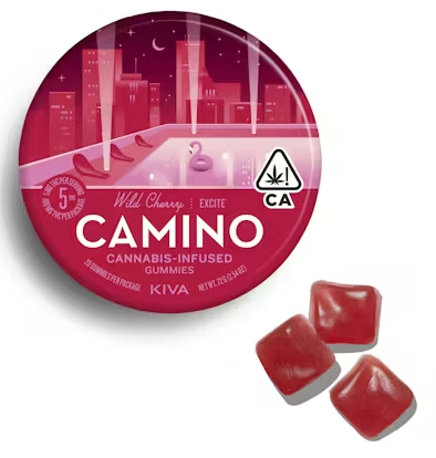KIVA: Camino Wild Cherry "Exhilarate" 5:5:5 (THC/CBC/CBG) Gummies 20-Piece/100mg (S)