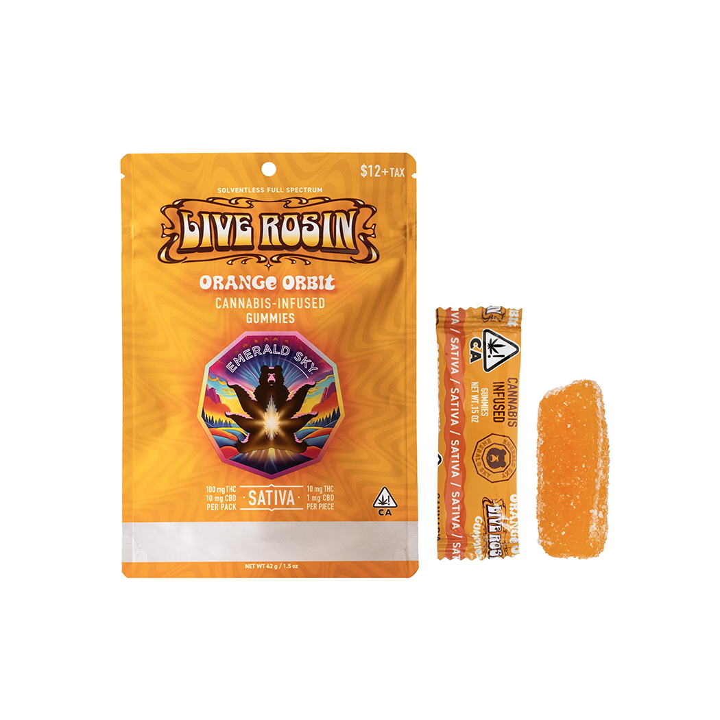 Emerald Sky Live Rosin Gummies 10pk 100mg - Orange Orbit (S)