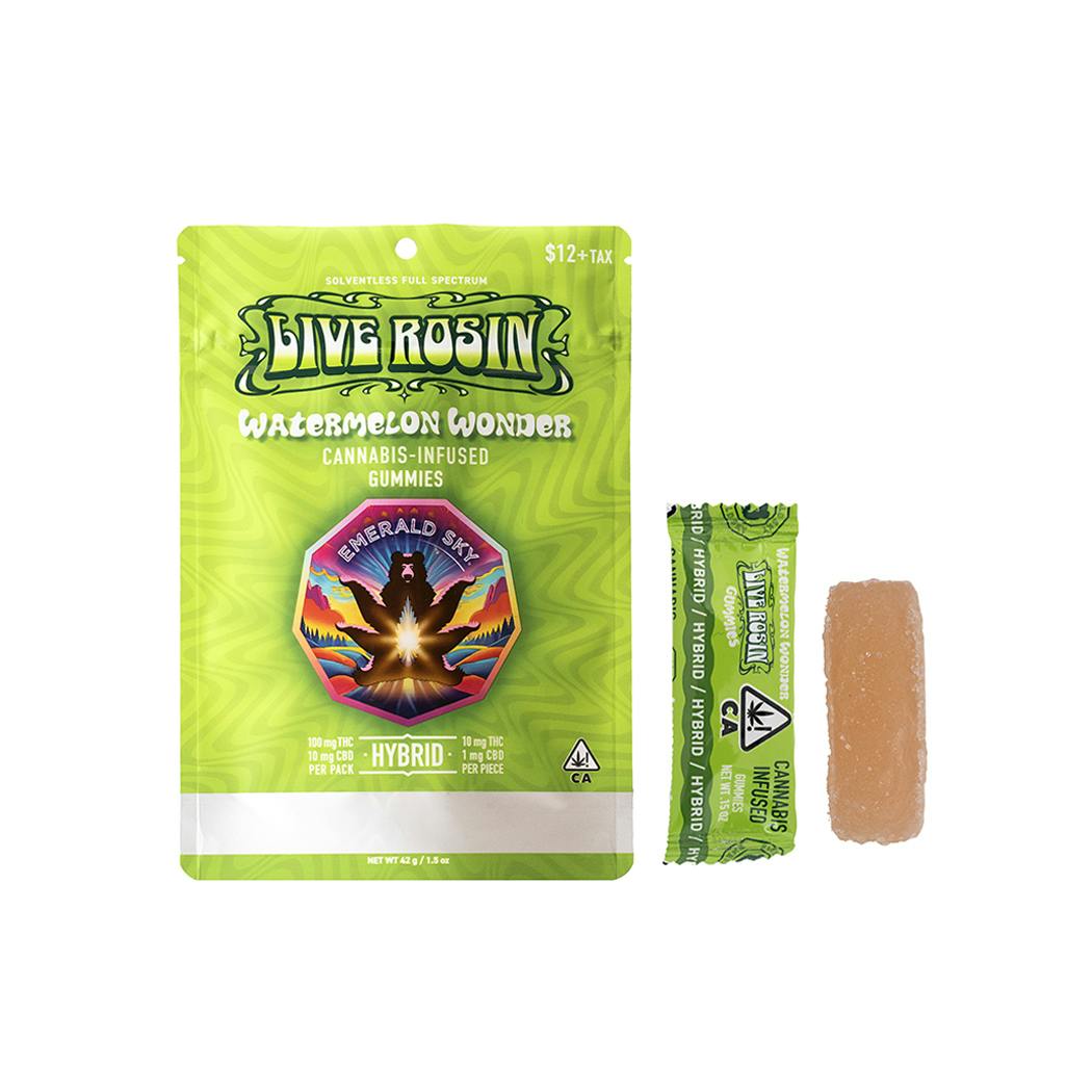 Emerald Sky Live Rosin Gummies 10pk 100mg - Watermelon Wonder (H)