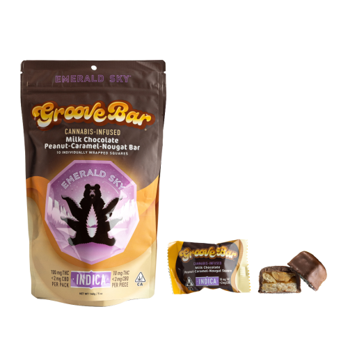 EMERALD SKY - Indica Milk Chocolate Peanut Caramel Nougat GrooveBar - 100mg - Edible