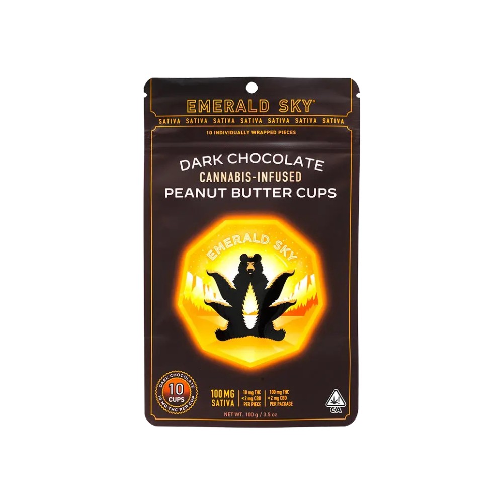Emerald Sky — SATIVA DARK CHOCOLATE - PEANUT BUTTER CUPS 100MG - EMERALD SKY