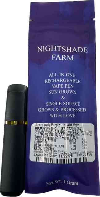 Nightshade Farm | Granddaddy Purple | 1g AIO