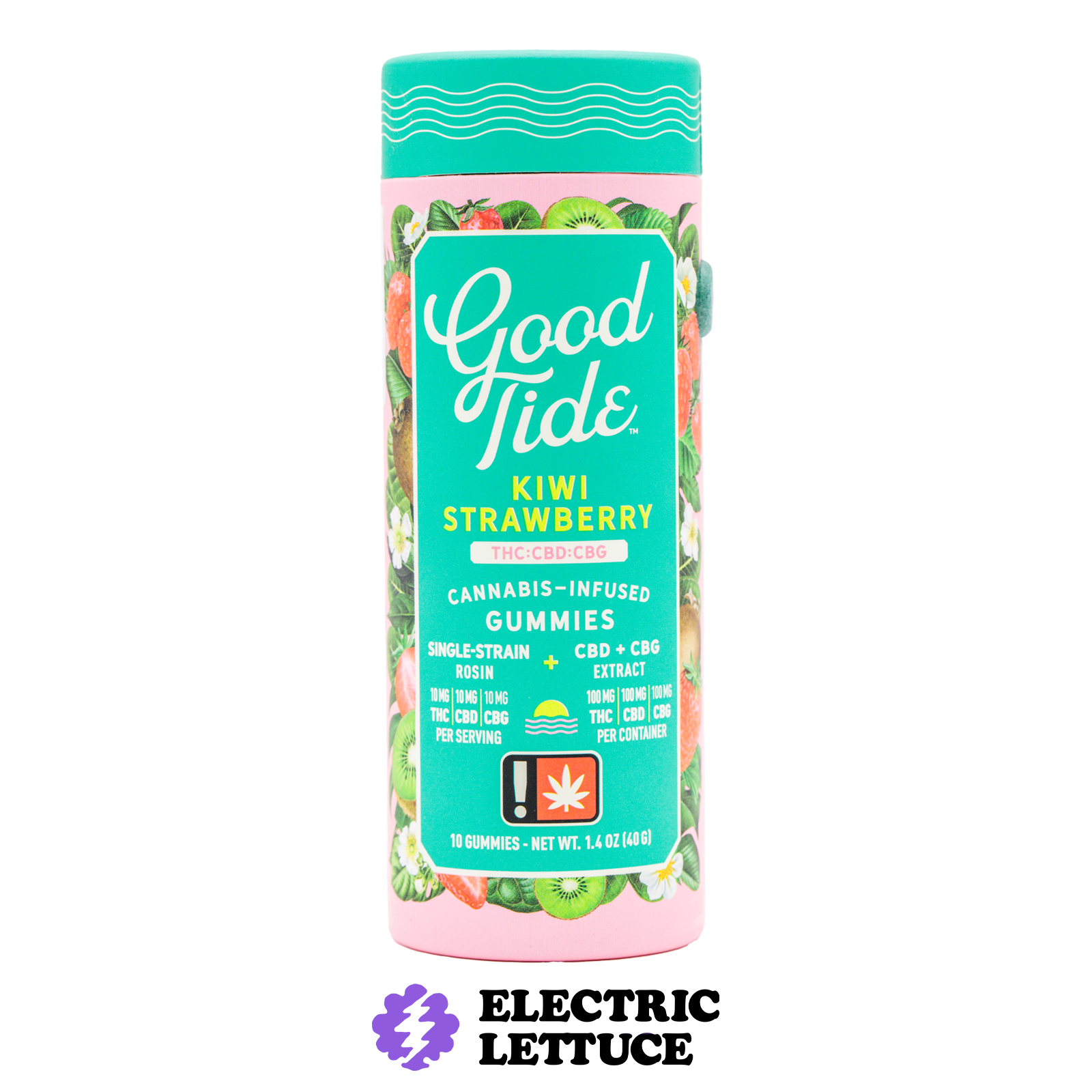 Good Tides Kiwi Strawberry THC : CBD : CBG Solventless Hash Gummies 100mg