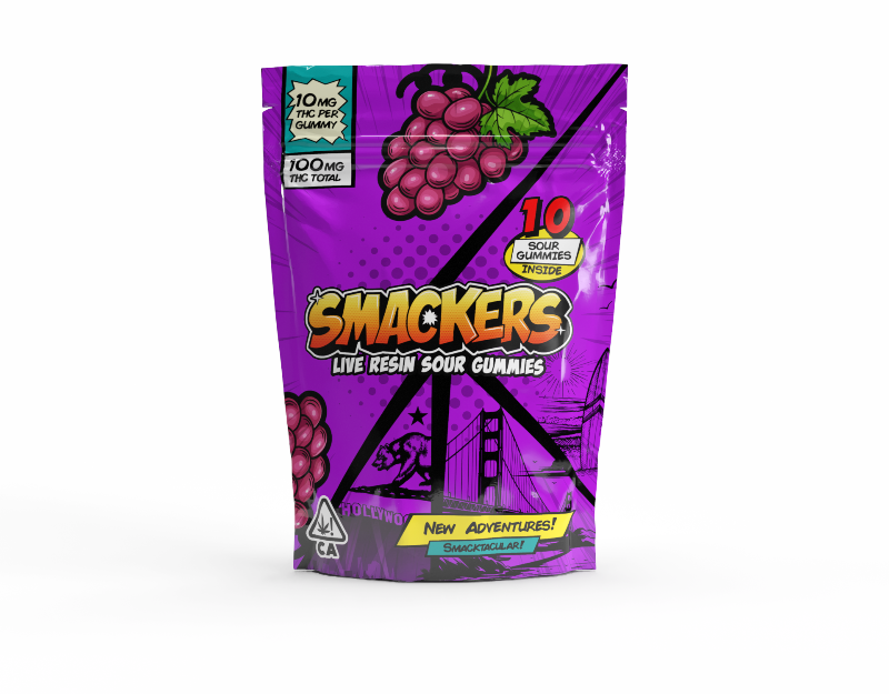 Smackers - Grape Live Resin Sour Gummies 100mg