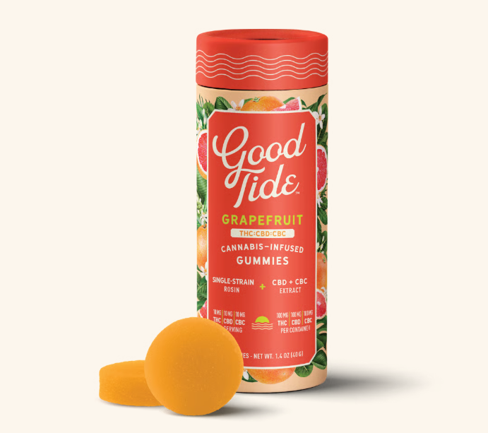 Good Tide 1:1:1 Grapefruit 100mg 10pk Rosin Gummies (THC:CBD:CBC)