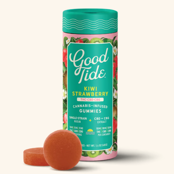 Good Tide 1:1:1 Kiwi Strawberry 100mg 10pk Rosin Gummies (THC:CBD:CBG)