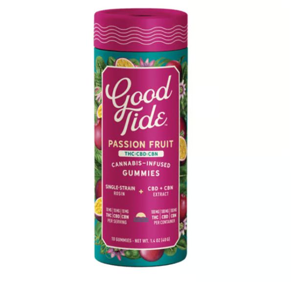 Good Tide 1:1:1 Passion Fruit 100mg 10pk Rosin Gummies (THC:CBD:CBN)