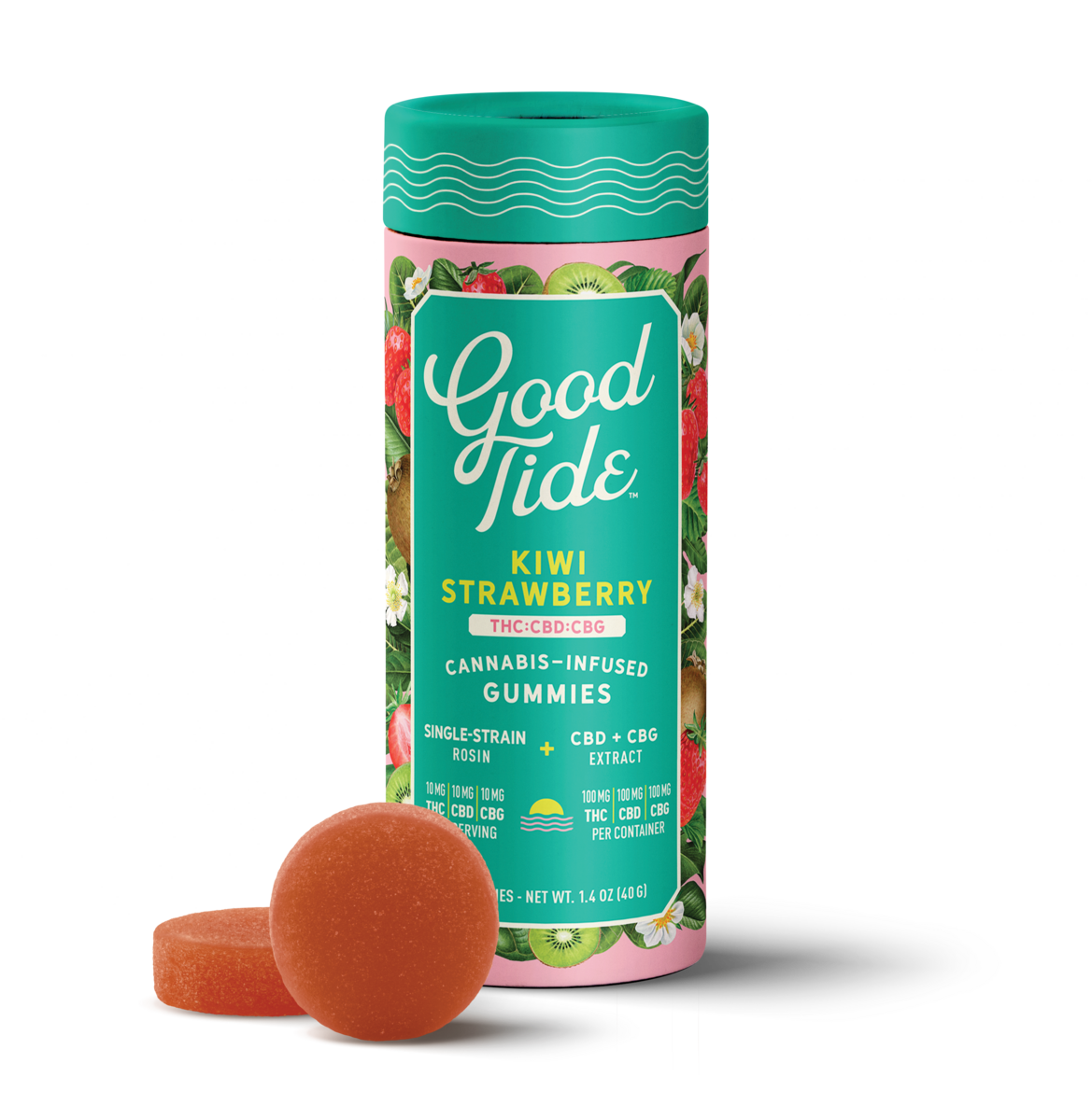 Good Tide | Kiwi Strawberry Solventless Hash Rosin Gummies | refreshing | 100mg