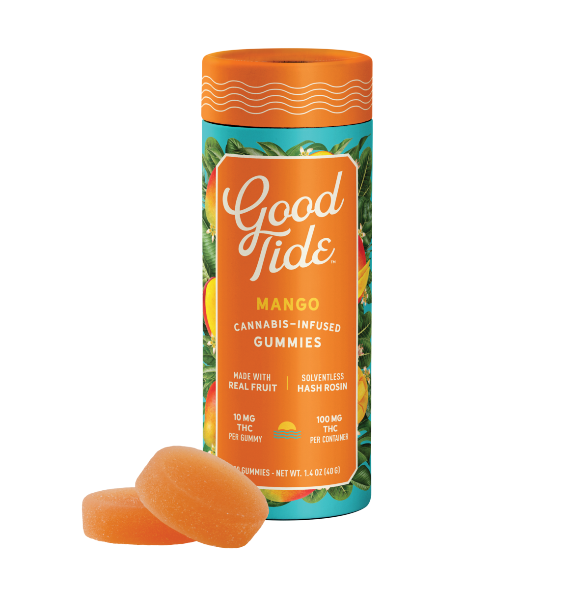Good Tide | Mango Solventless Hash Rosin Gummies | Mellow | 100mg