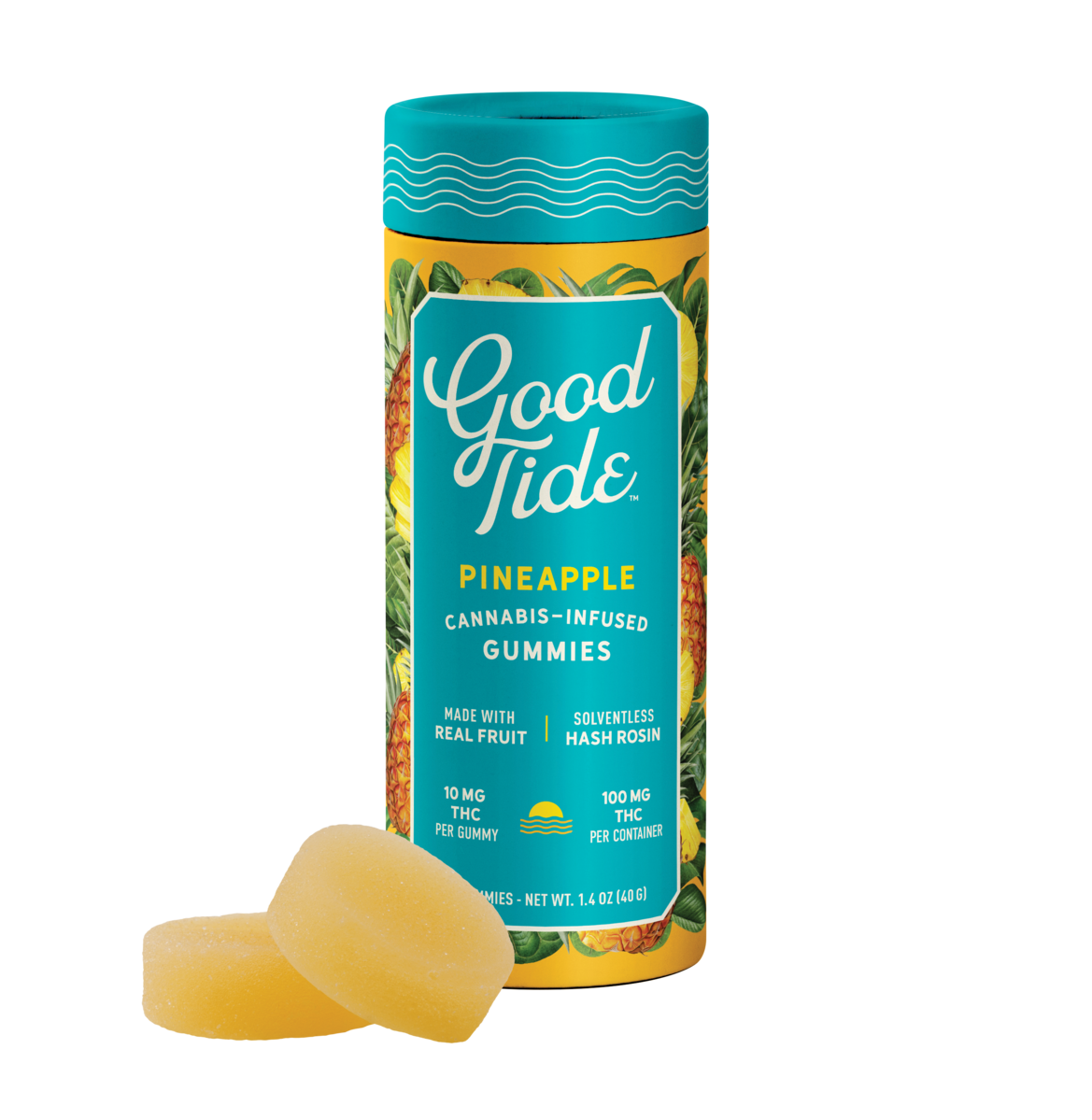 Good Tide | Pineapple Solventless Hash Rosin Gummies | Uplifting | 100mg