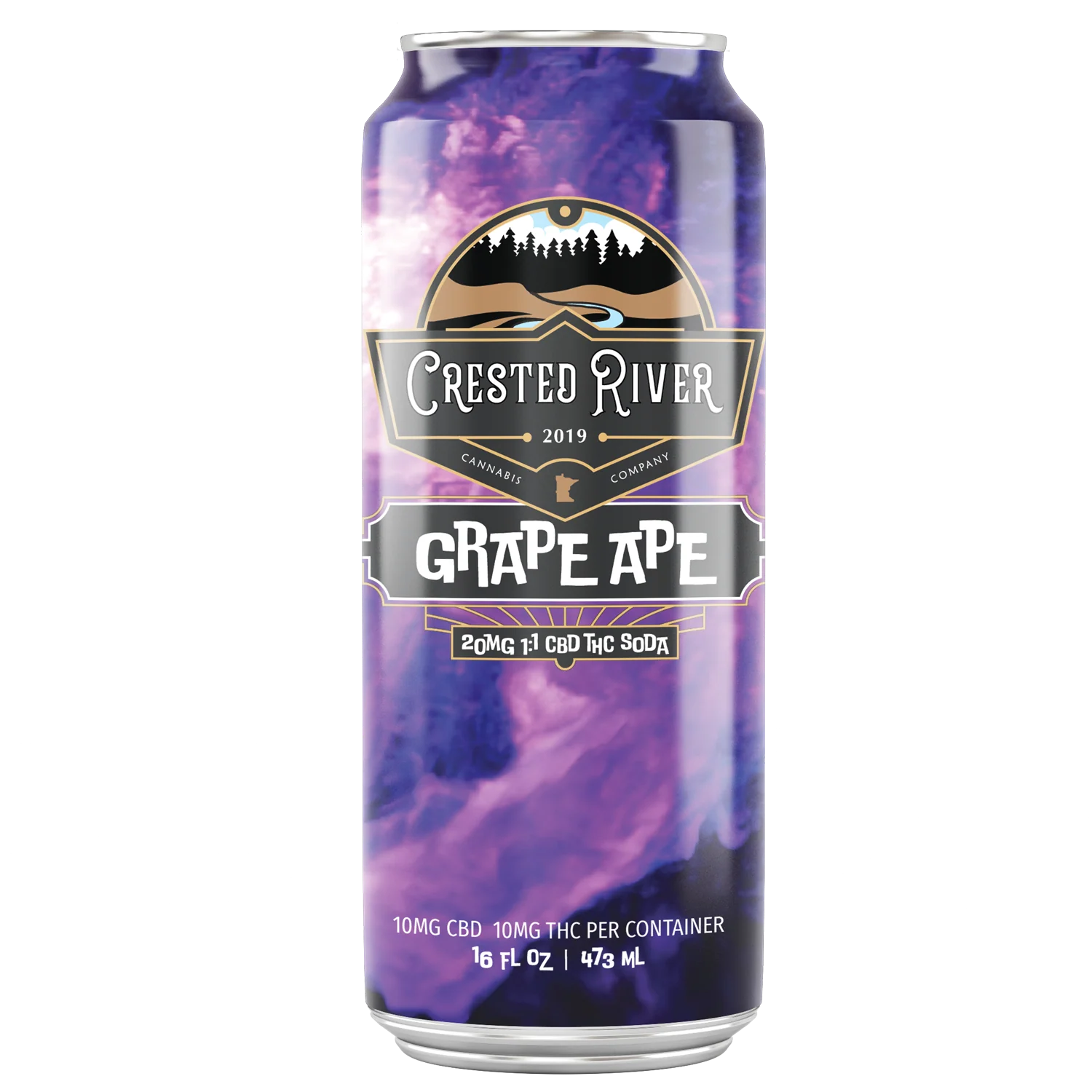 Homegrown Soda - Grape Ape 10mg THC 10mg CBD - 16oz