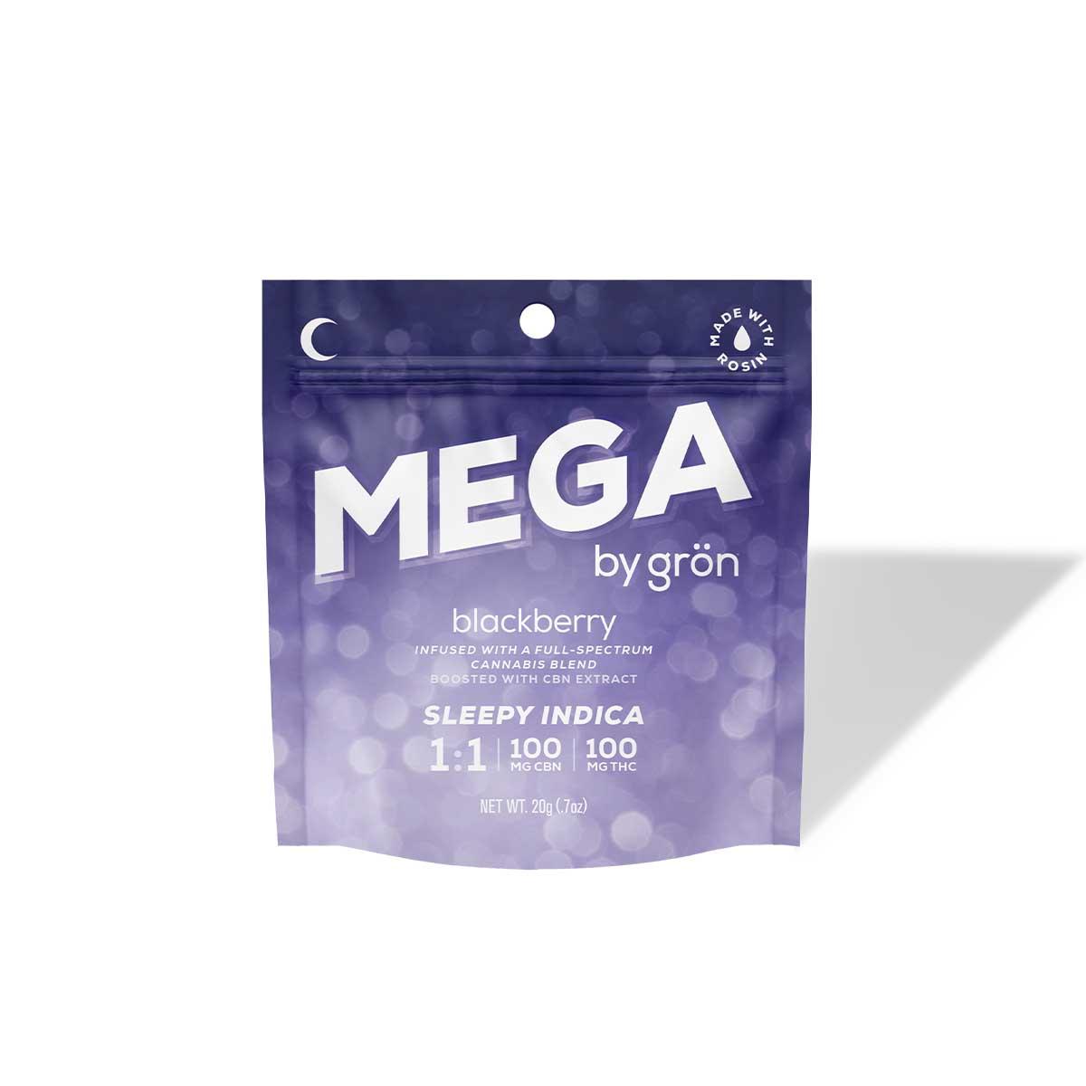 Gron | MEGA | Blackberry Single | 1:1 THC:CBN Gummy