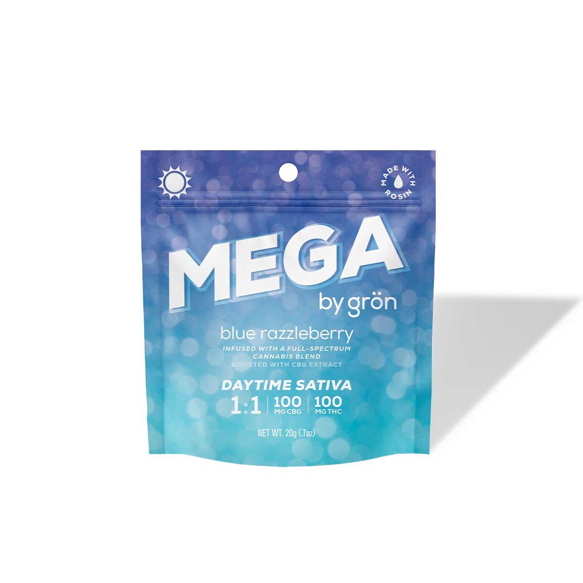 Gron | MEGA | Blue Razz Single 1:1 THC:CBG Gummy