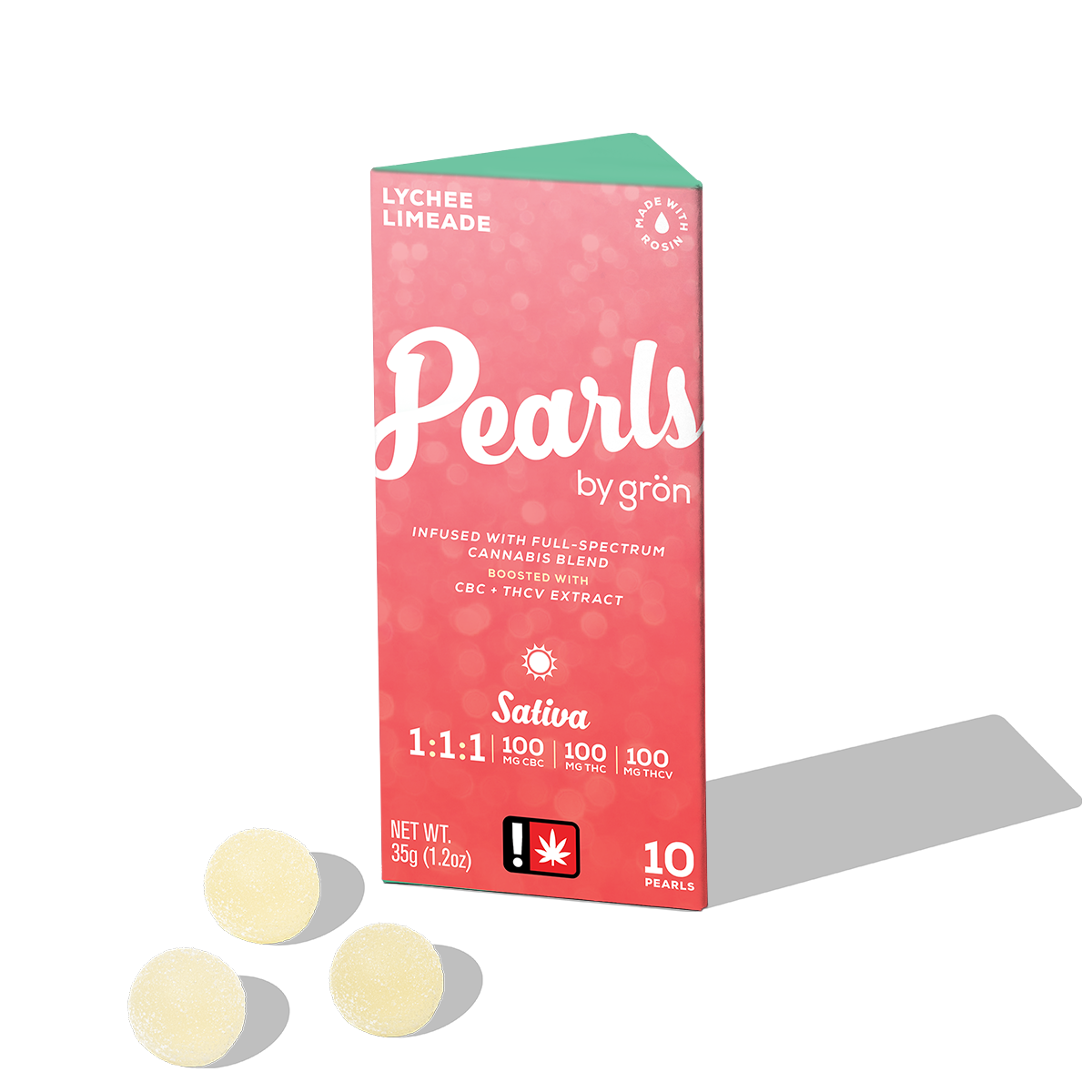 Lychee Limeade "Pearls" Gummies | 10pc 300mg 1:1:1 (THC:THCV:CBC)