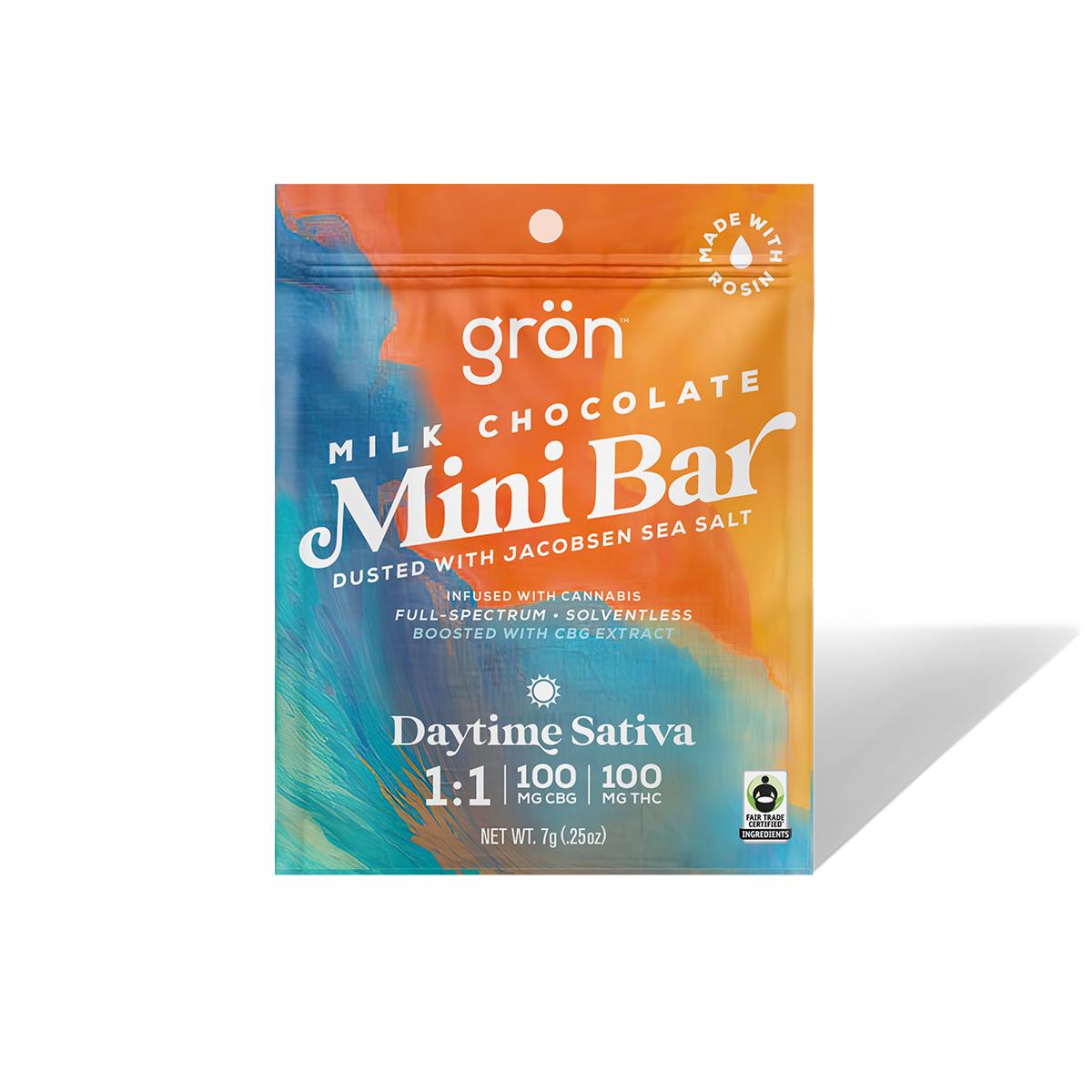 Gron | Mini Bar | Daytime Milk Chocolate Bar Single | 1:1 THC:CBG