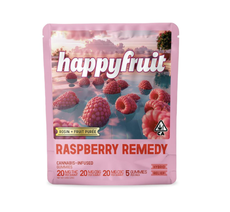 Happy Fruit - Raspberry Remedy Rosin Gummies THC:CBG:CBC 1:1:1 5ct 100mg