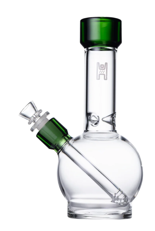 Human Grade 9" Ball Water Pipe - Clear with Lake Green