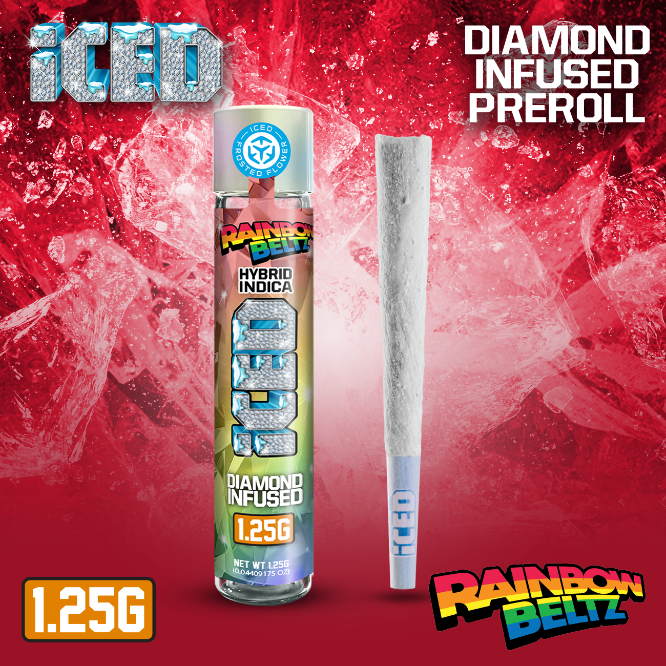 Iced | Infused Pre-roll | Rainbow Beltz | 1.25g