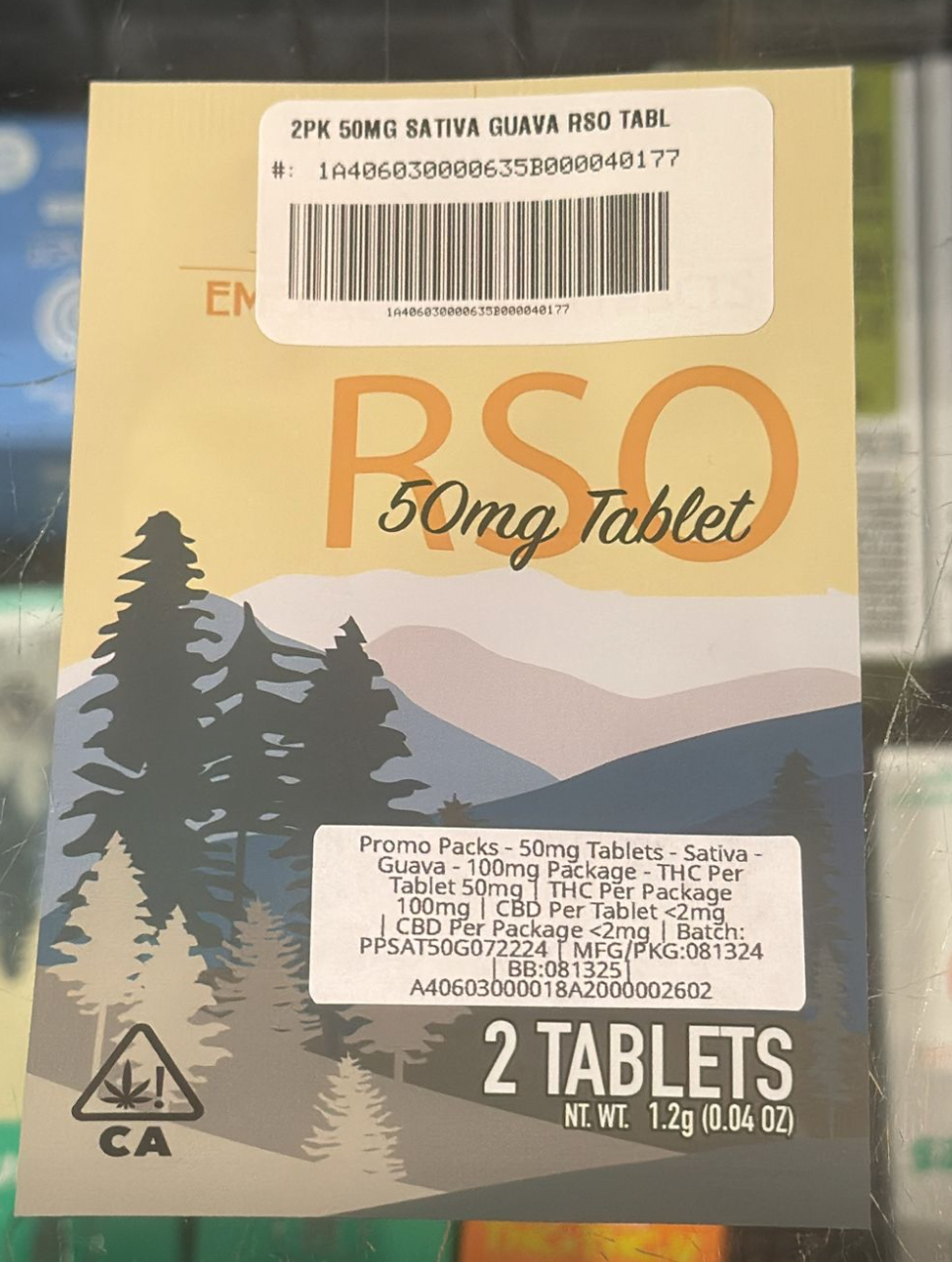 2pk 50mg Sativa Guava RSO Tablets - Emerald Bay
