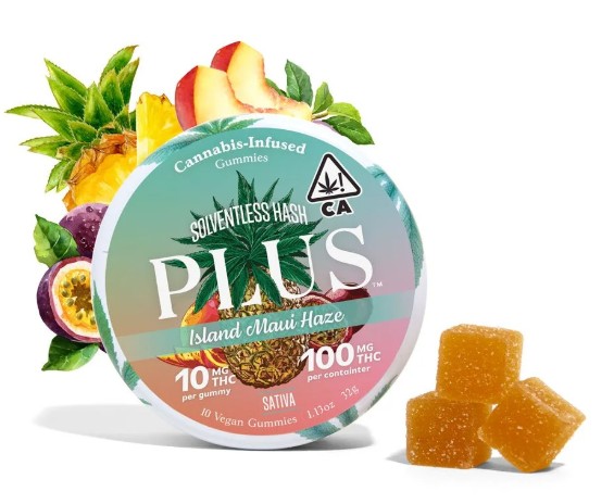 PLUS Island Maui Haze Solventless Gummies 10pk