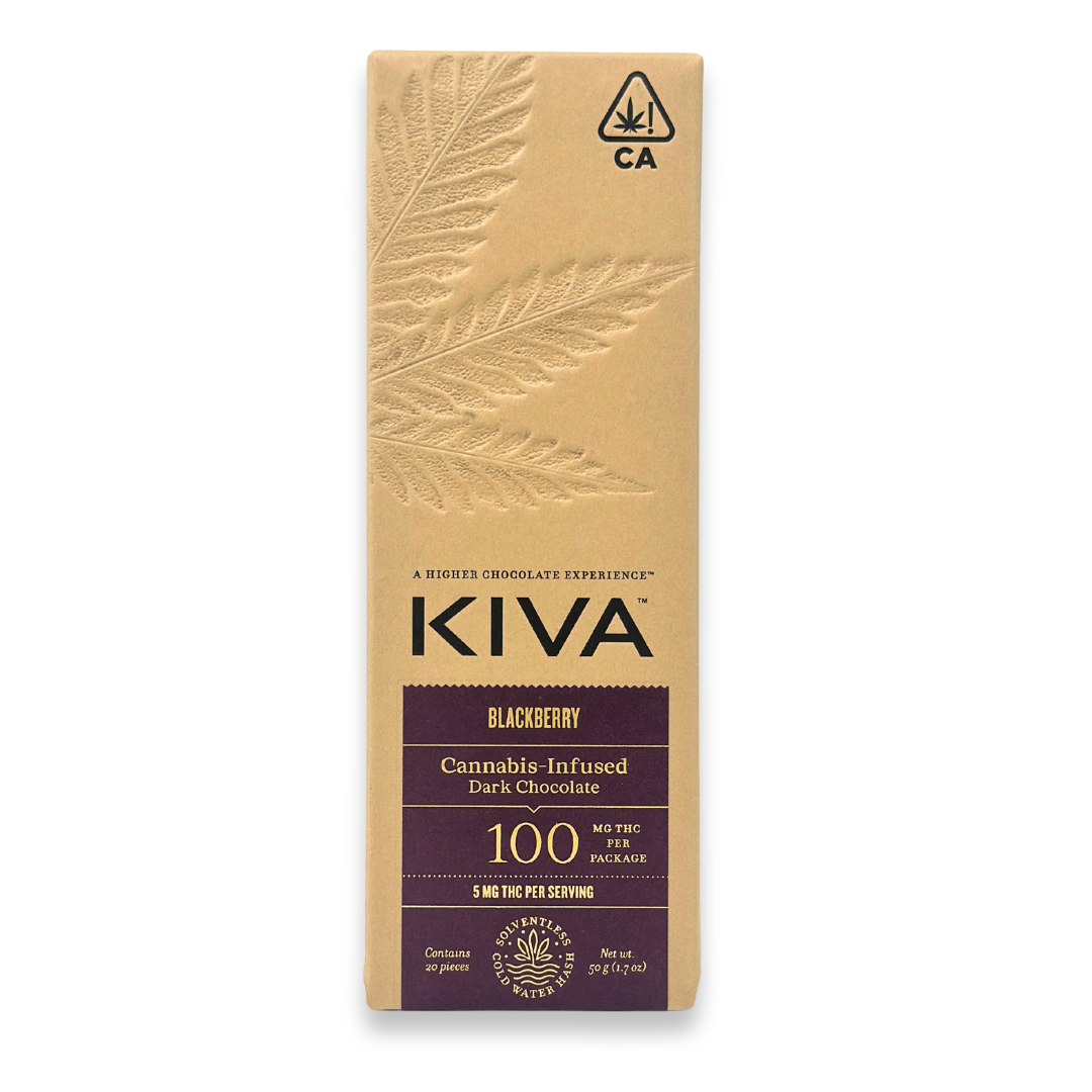 5mg Kiva 'Blackberry' Dark Chocolate Bar 100mg THC total