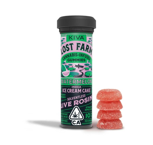 KIVA - Watermelon Ice Cream Lost Farm Rosin Gummies - 100mg - Edible