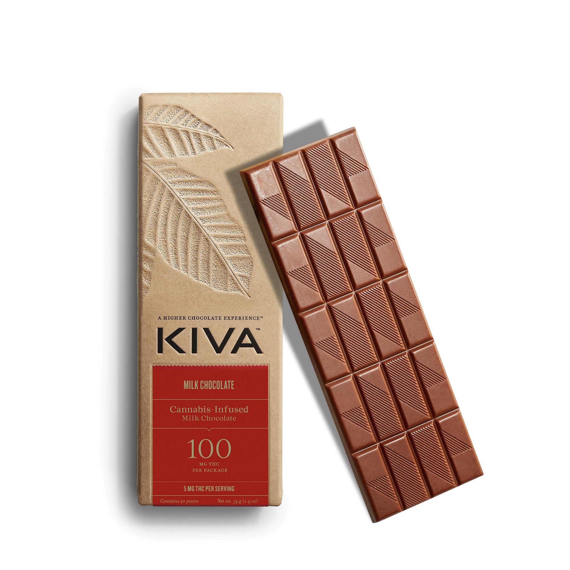 5mg Kiva 'Milk' Chocolate Bar 100mg THC total