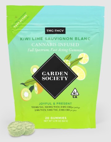Garden Society Kiwi Lime Sauvignon Blanc THCV:THC Gummies (Kiva)
