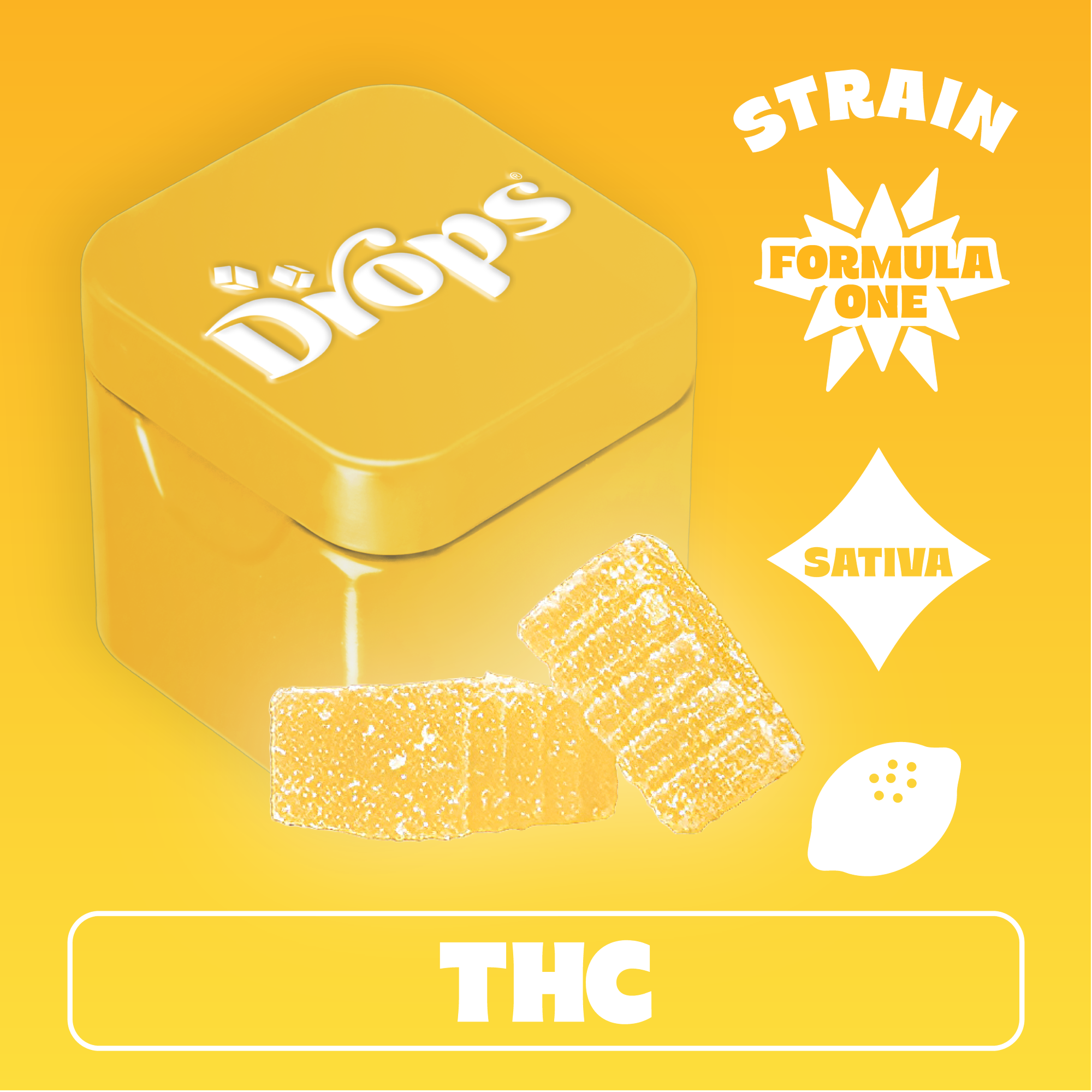 Drops | Live Rosin Gummies | Lemon | 100mg