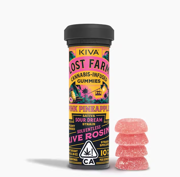 Kiva Lost Farm Rosin Gummies Pink Pineapple Sour Dream