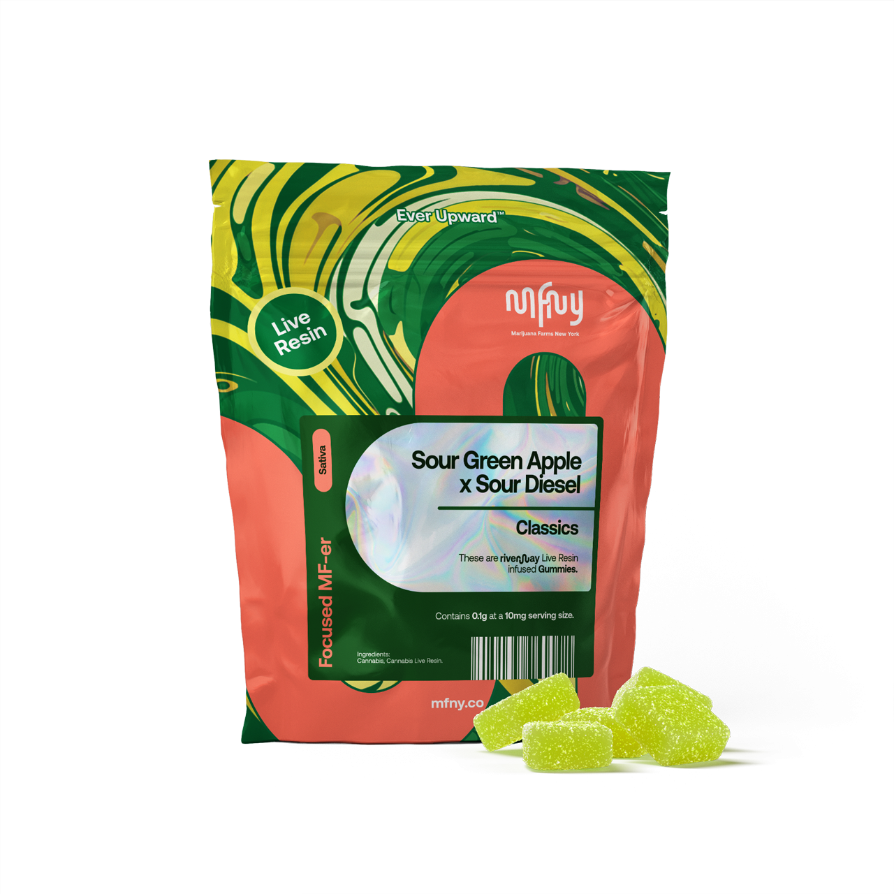 Sour Green Apple x Sour Diesel 10mg Live Resin Gummies 10 Pack | MFNY