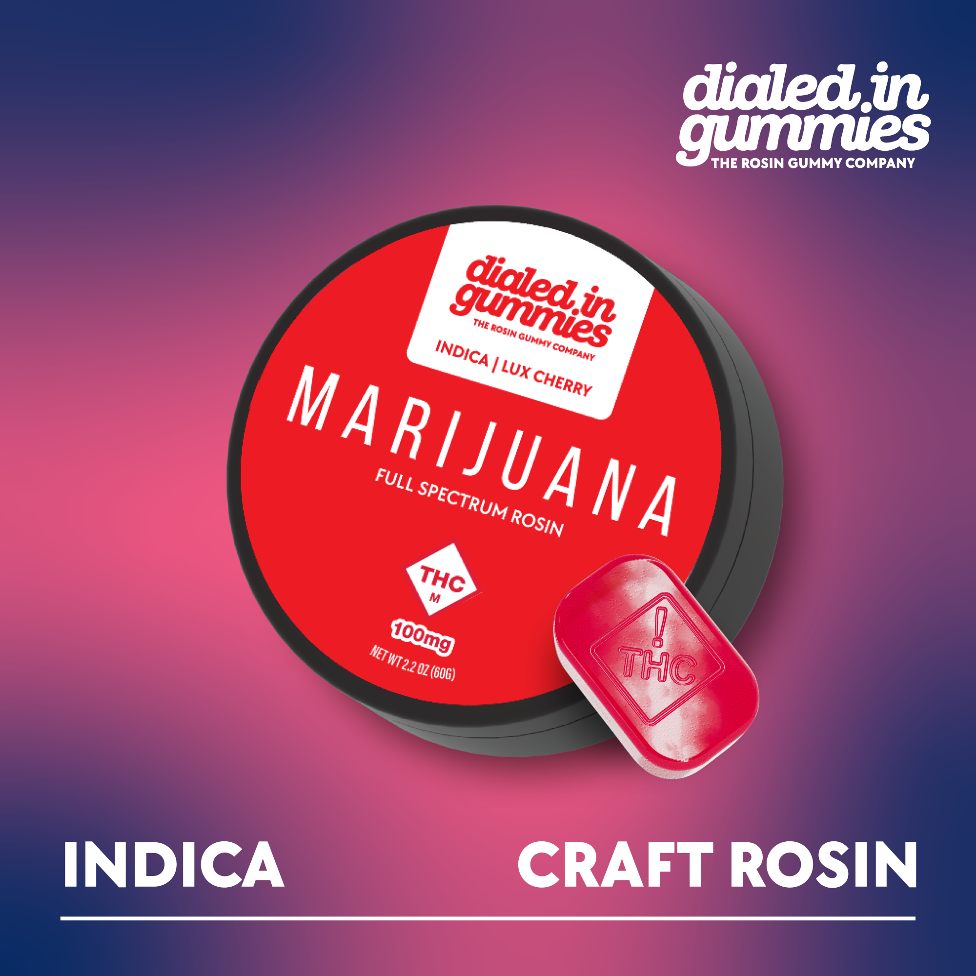 DIALED IN - LUX CHERRY 100MG ROSIN GUMMY