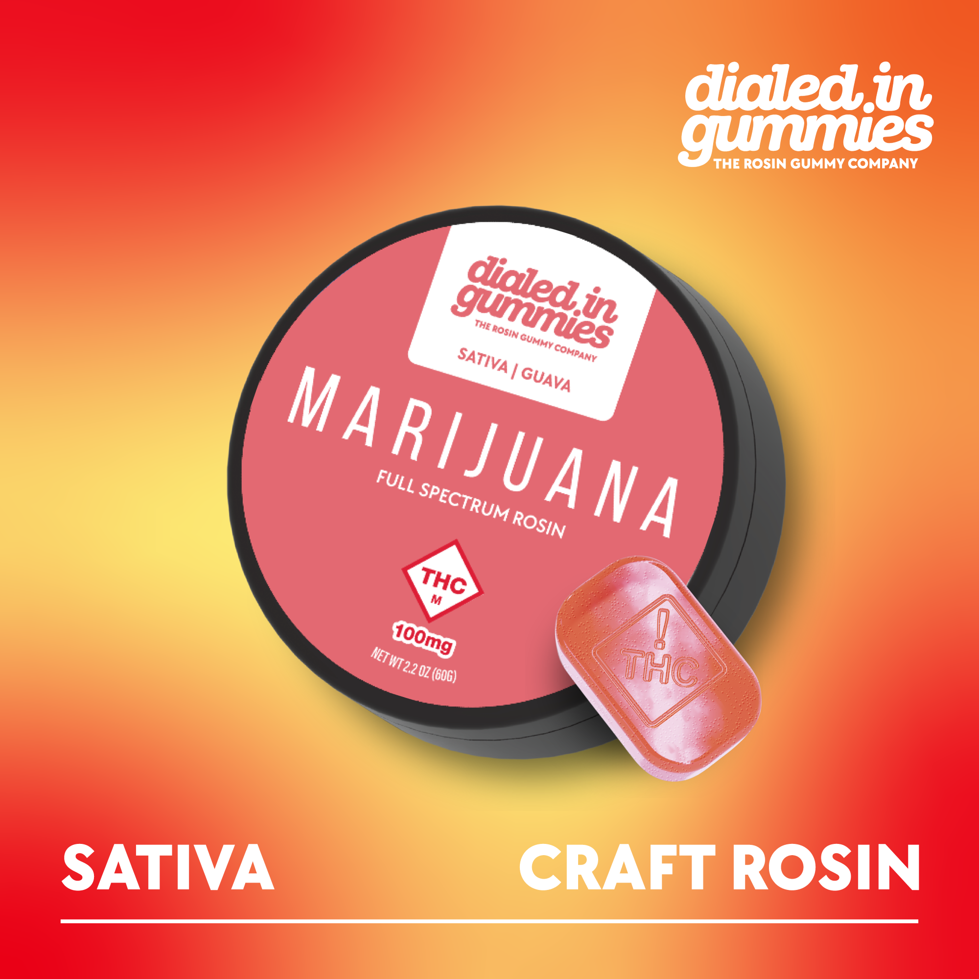 DIALED IN - GUAVA 100MG ROSIN GUMMY