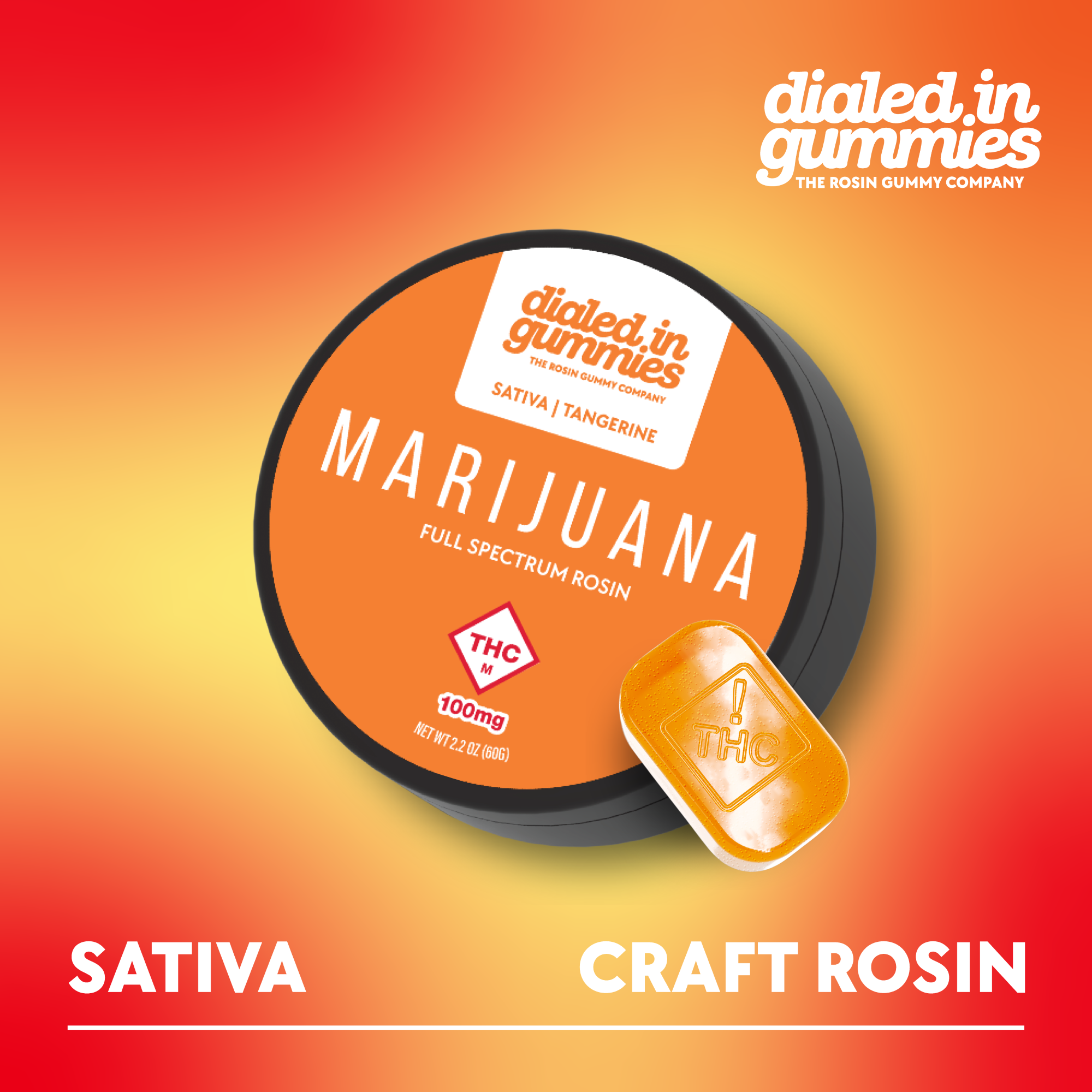 DIALED IN - TANGERINE 100MG ROSIN GUMMY