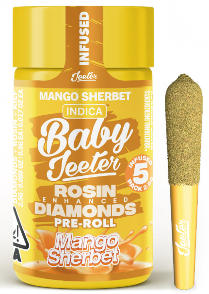 JEETER: Mango Sherbet Quad-Infused Baby Jeeter .5g Pre-Roll 5pk/2.5g (I)