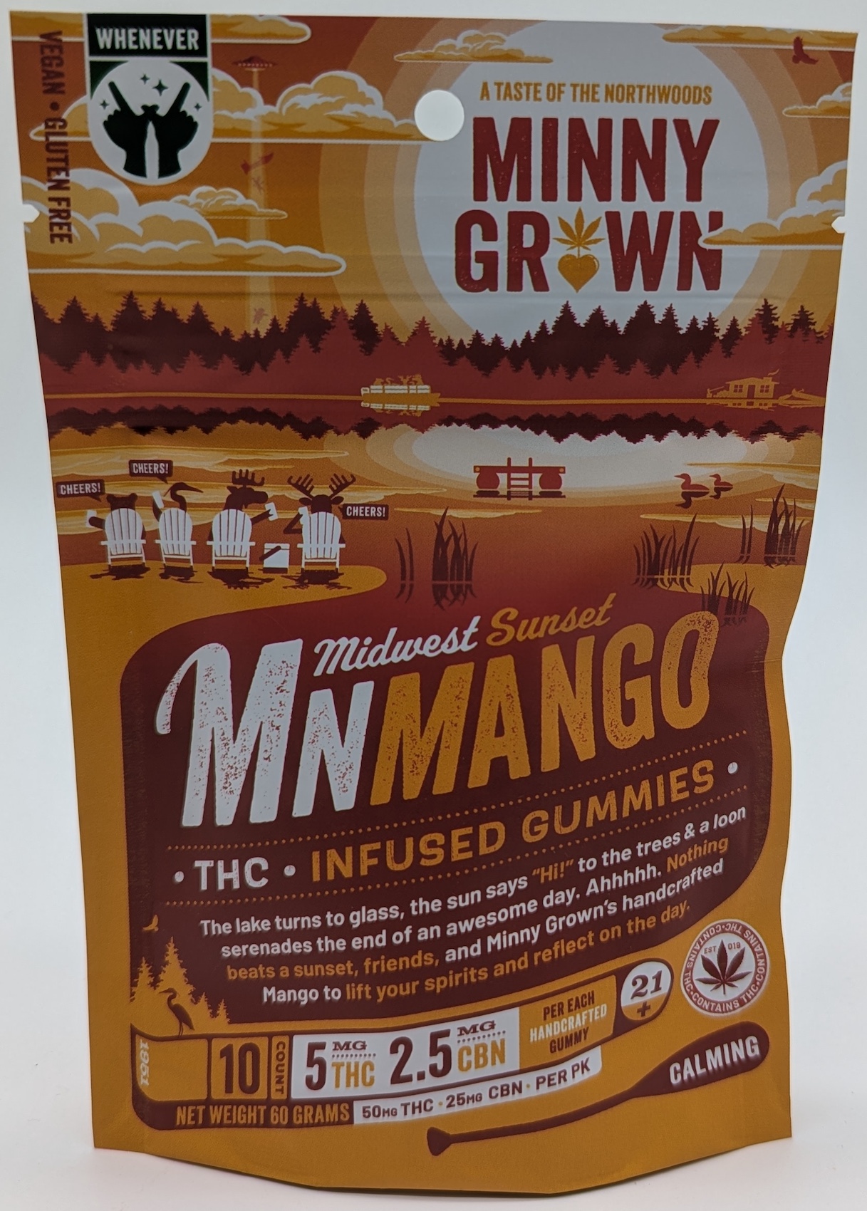 Minny Grown | Midwest Sunset Mango THC Gummies | 50mg THC 25mg CBN