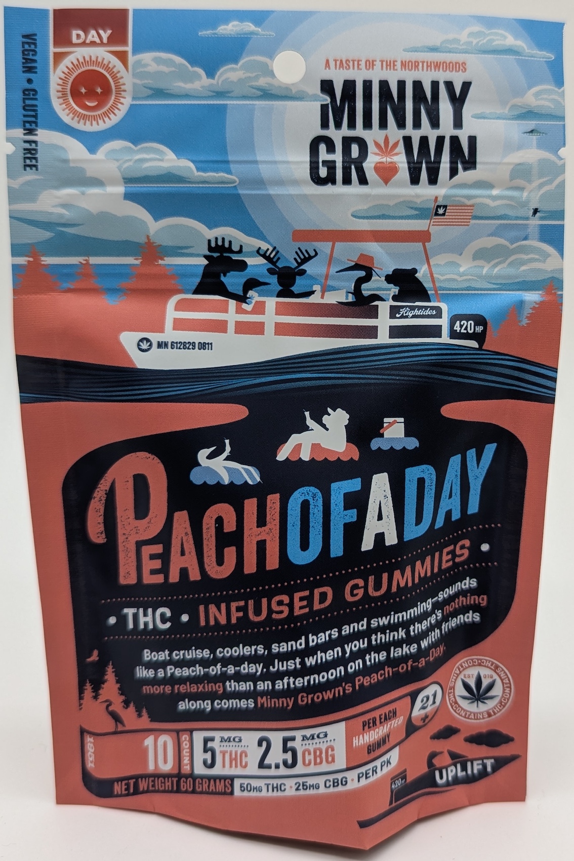 Minny Grown | Peach of a day THC gummies | 50mg THC 25mg CBG