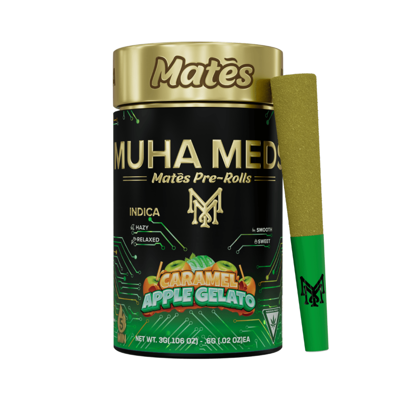 Muha Meds - Caramel Apple Gelato Kief Coated Mates Infused Preroll 5pk 3g