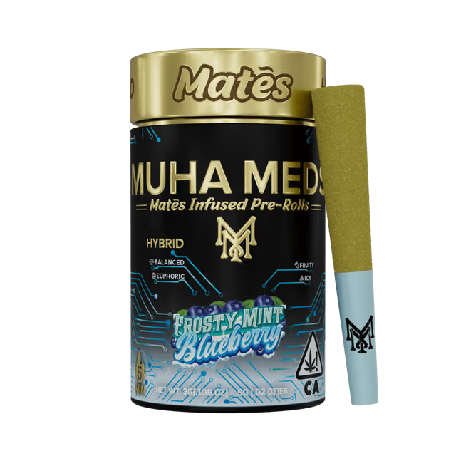 Muha Meds - Frosty Mint Blueberry Kief Coated Mates Infused Preroll 5pk 3g