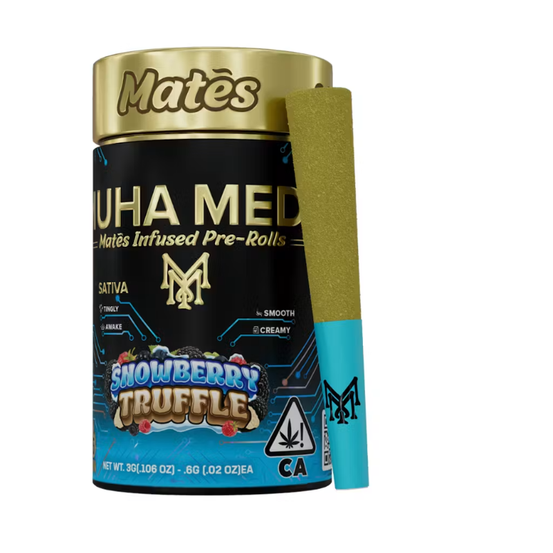 Muha Meds - Snowberry Truffle Kief Coated Mates Infused Preroll 5pk 3g