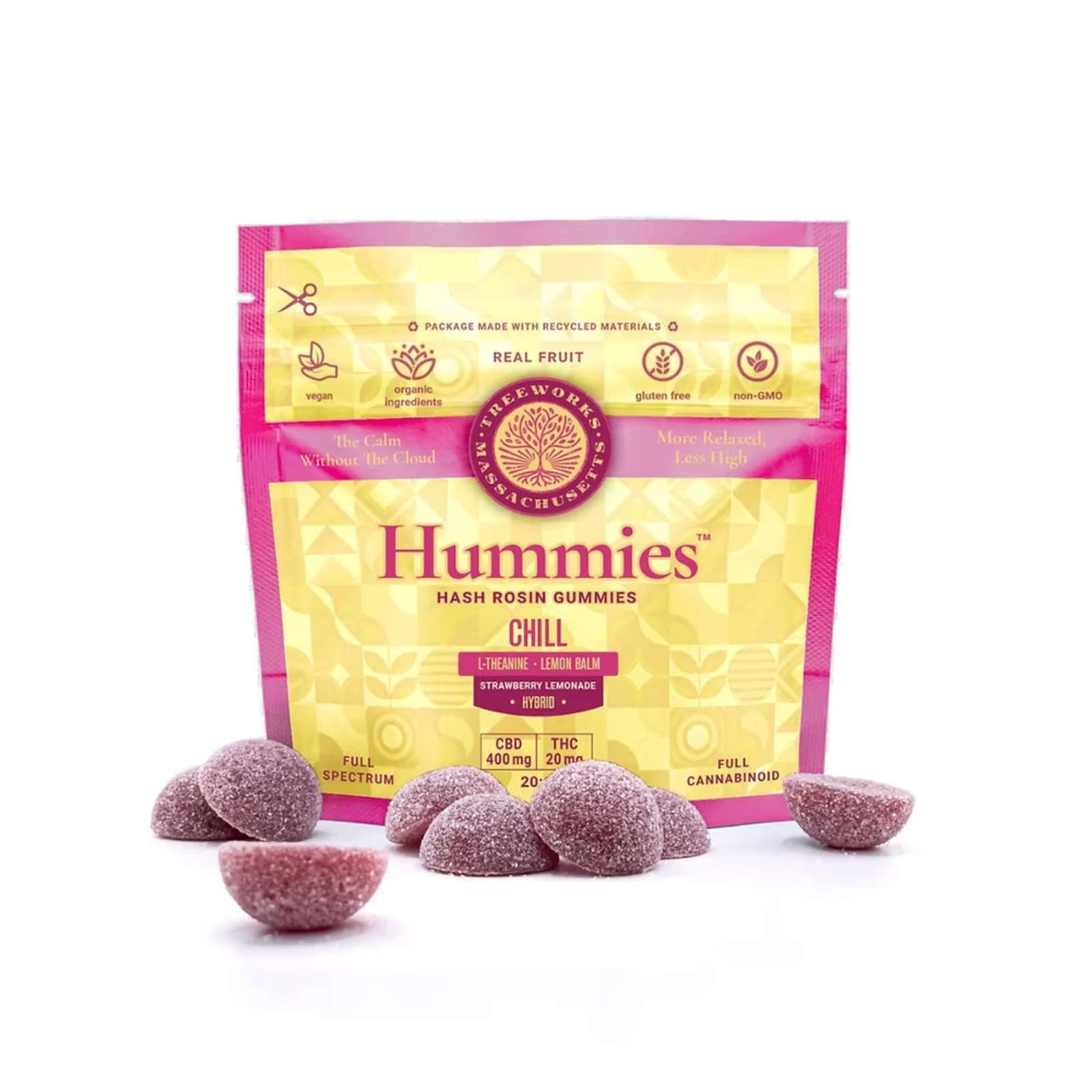 Strawberry Lemonade *Chill* Hash Rosin Gummies 20:1 CBD:THC | Hummies by Treeworks