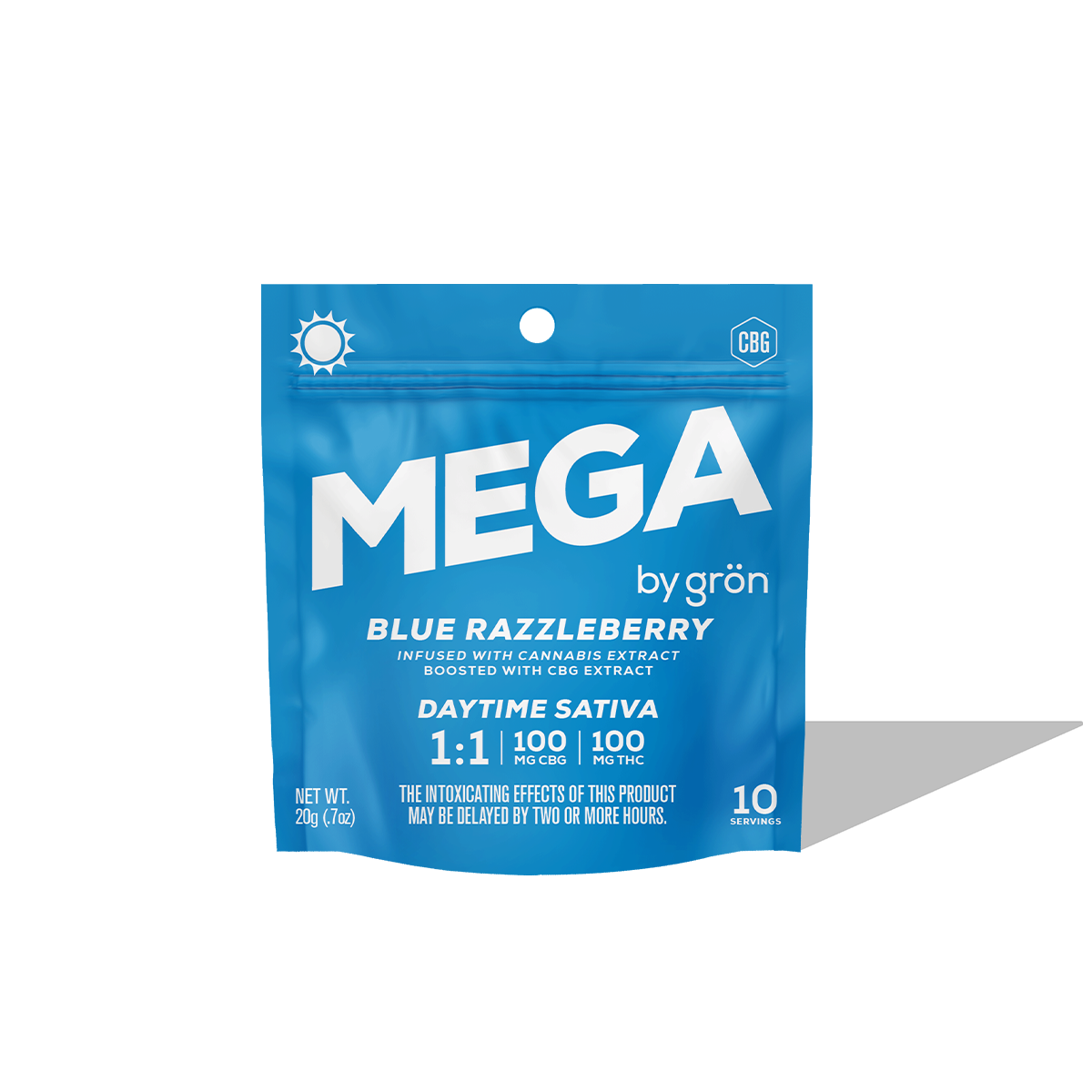 Gron | Mega | Blue Razzleberry | 1:1 THC:CBG | 100mg (2pk)