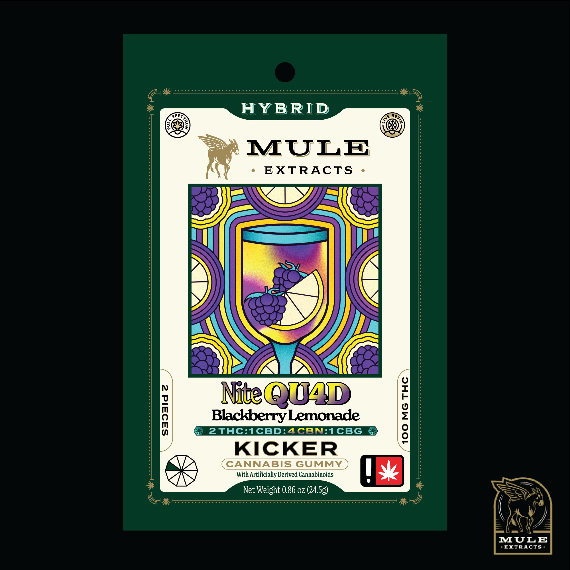 Mule | Gummy Single | Nite Quad Sour Blackberry Lemonade | 2:1:4:1 THC:CBD:CBN:CBG