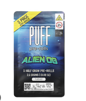 PUFF | Alien OG | Pre-Roll 5pk | 2.5g Hybrid