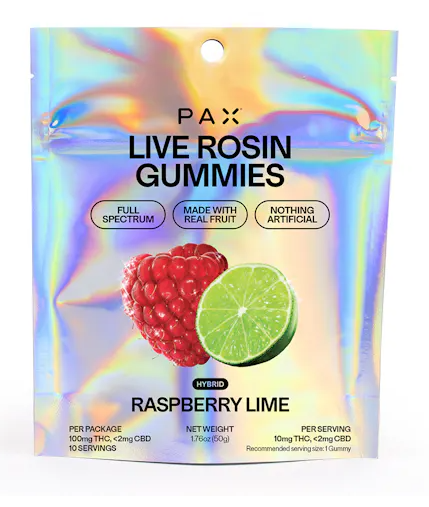RASPBERRY LIME LIVE ROSIN GUMMIES - PAX - 100mg