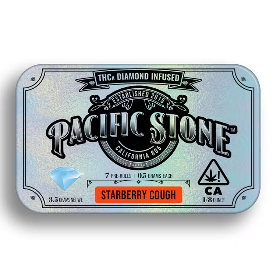 Pacific Stone Diamond Infused 7pk Prerolls 3.5g Starberry Cough